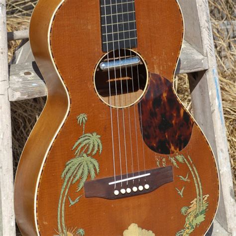 Stream 1920s Harmony Made Hawaiian Decal Parlor Guitar Wlipstick