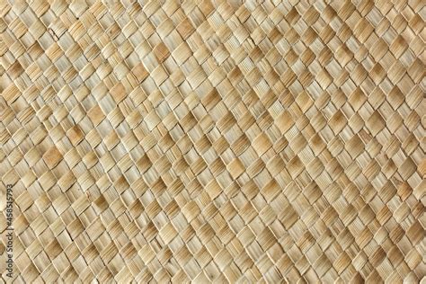 Woven palm mat texture may used as background natural fiber handmade sheet woven bast basket ...