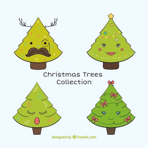 Free Vector | Cute christmas trees collection