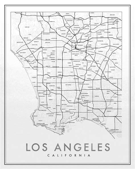 Los Angeles Map Print La California Map Los Angeles Map Poster Los