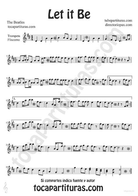 Tubescore Let It Be By The Beatles Sheet Music For Trumpet And