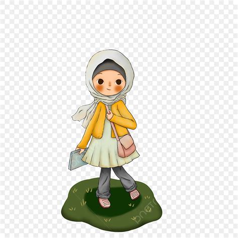 Goes Clipart Transparent Background Moslem Girl Goes To Study Girl