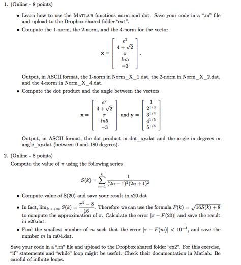 Learn How To Use The MATLAB Functions Norm And Dot Chegg