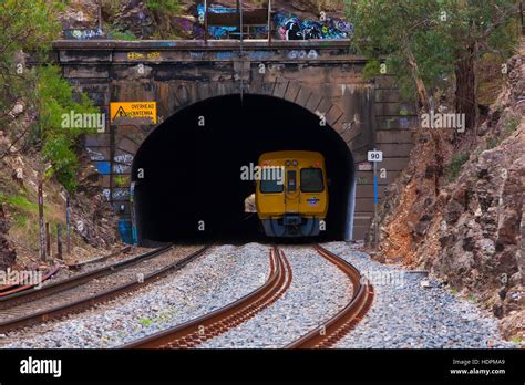 Train Coming Out Of A Tunnel In The Adelaide Hills South Australia