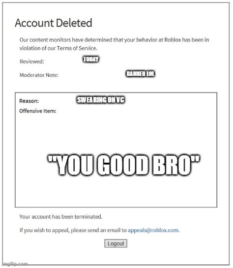 Banned From Roblox Imgflip