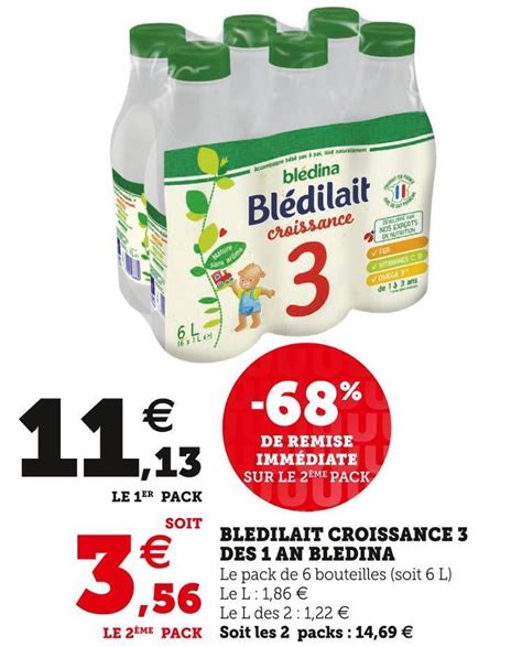 Promo Bledina Bledilait Croissance 3 Des 1 An Chez Super U