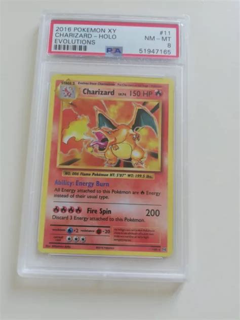 CHARIZARD DRACAUFEU GLURAK HOLO POKEMON 11 108 XY EVOLUTIONS PSA 8