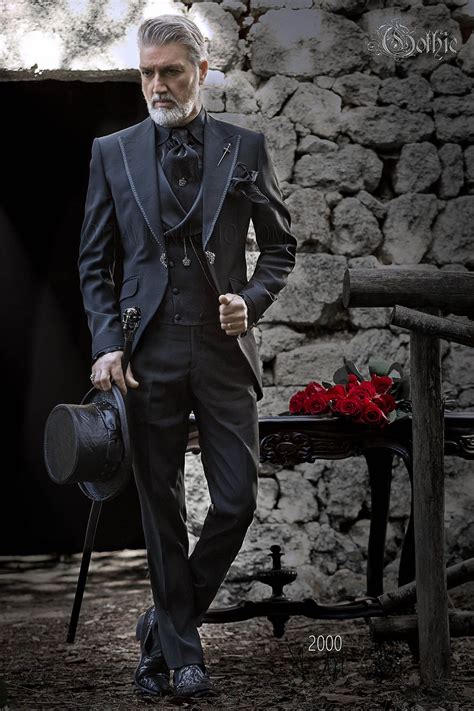 Italian Black Gothic Wedding Groom Suit With Rhinestone Suit Ongala