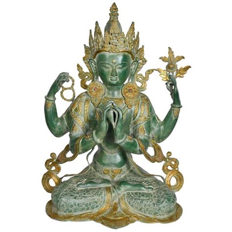 Exotic India Large Size Tibetan Buddhist Deity Chenrezig Four Armed