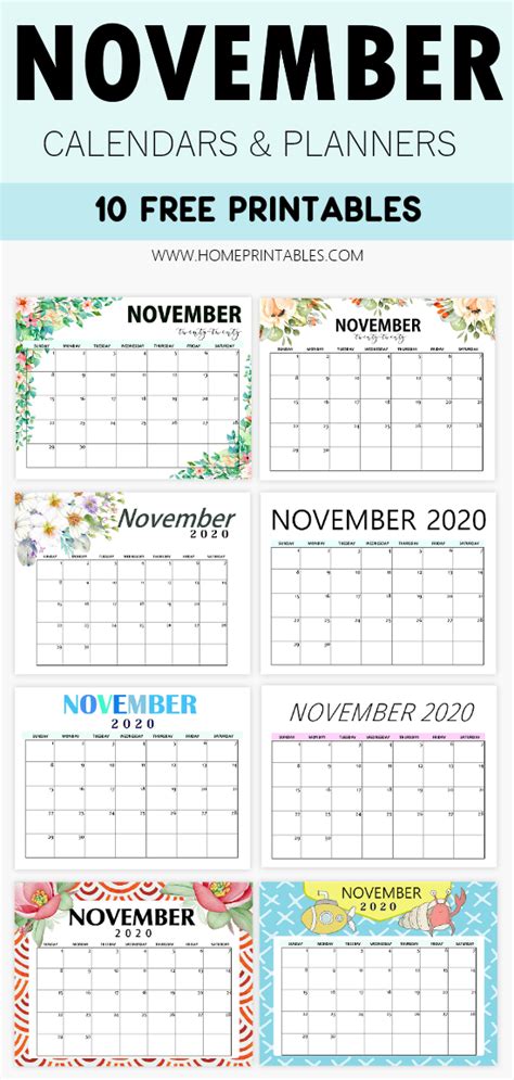 10 Free Printable November Calendars In Pdf For Instant Download Riset