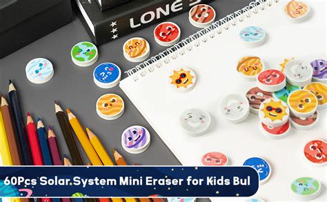 Haooryx 60pcs Solar System Mini Cute Eraser For Kids Novelty Outer