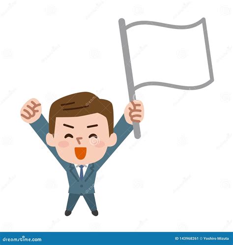 Businessman Holding Flag Vector Illustration Stock Vector