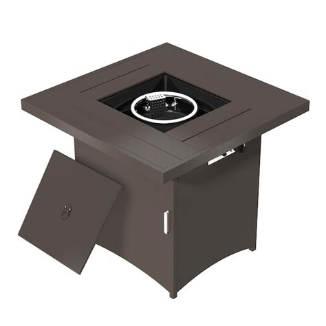 Casainc 28 In W 50000 Btu Brown Iron Square Tabletop Propane Gas Fire Pit At