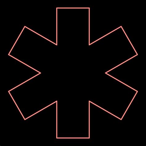 Neon Medical Symbol Emergency Sign Star Of Life Service Concept Red