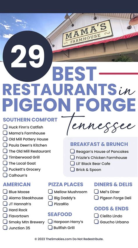 29 Best Restaurants In Pigeon Forge Ranked Printable Checklist Road