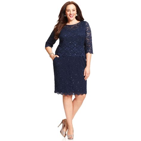 Lyst Alex Evenings Plus Size Sequined Lace Dress In Blue