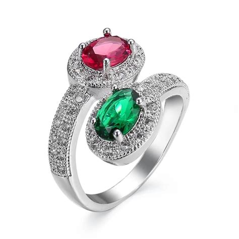 Aliexpress Buy Silver Plated Luxury Red And Green Zirkon Crystal