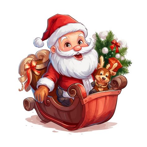 Premium Vector Santa Claus In Sled Vector Illustrated