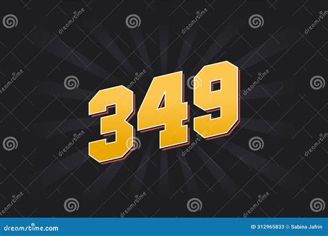 Number 349 Vector Font Alphabet. Yellow 349 Number With Black ...