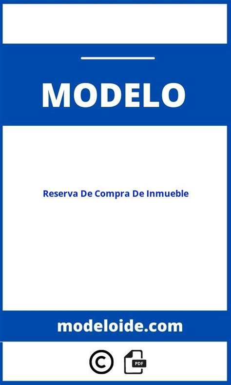 Modelo De Reserva De Compra De Inmueble PDF Formato WORD