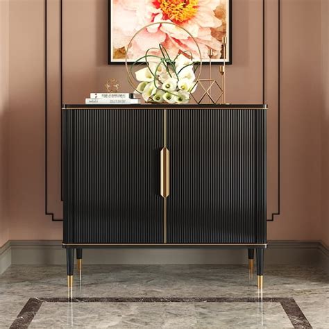 Modern Entryway Cabinet Black Accent Cabinet With Doors