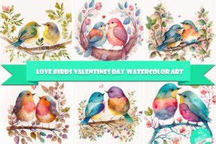 Love Birds Valentines Day Watercolor Art Graphic By Oggstudiotr