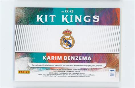 2022 Karim Benzema Panini Donruss Kit Kings Gold Real Madrid Jersey