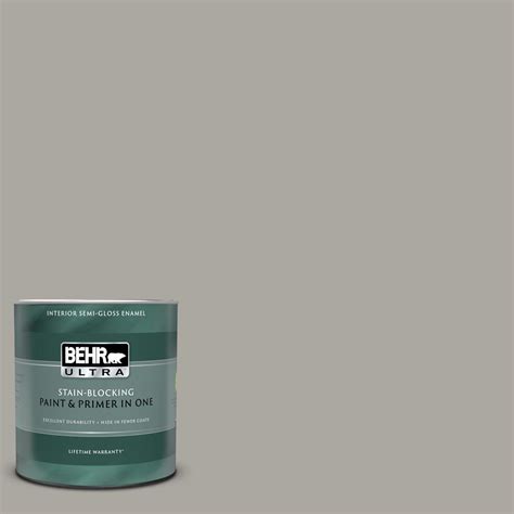 Behr Ultra 1 Qt N360 3 Still Gray Semi Gloss Enamel Interior Paint