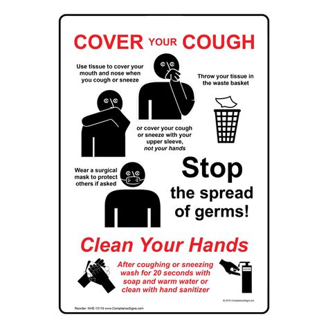 Cover Your Cough Use Tissue Sign Nhe 13119 Hand Washing