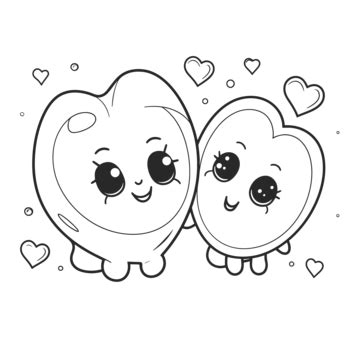 Cute Cartoon Teeth And Heart Together Coloring Page Outline Sketch