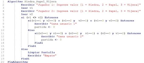 Juego Piedra Papel O Tijera En Algoritmo Con Pseint Jugadores