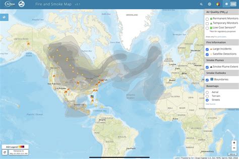 Fire and smoke map North America early AM 22 May 2023 | Mining Awareness