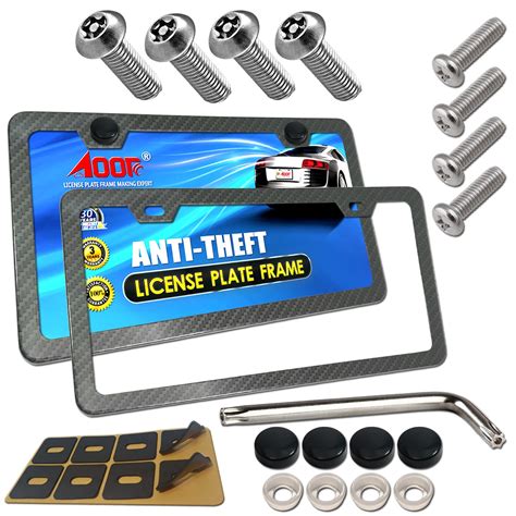 Buy Aootf Carbon Fiber License Plate Frame Anti Theft Car Tag Holder