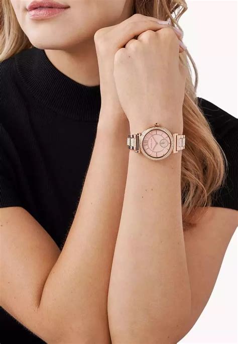 Jual MICHAEL KORS Jam Tangan Wanita Michael Kors Abbey Three Hand Rose