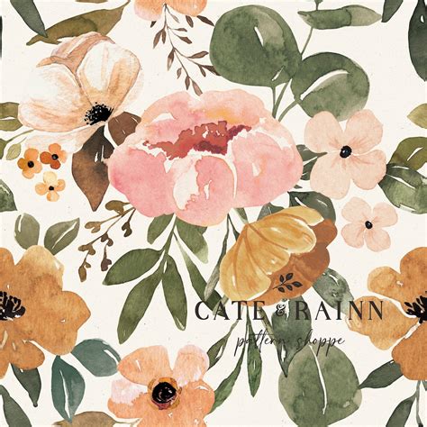 Boho Watercolor Floral Seamless Pattern Vintage Seamless Floral