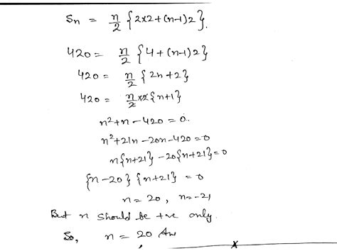 If The Sum Of First N Even Natural Numbers Is 420 Find The Value Of N