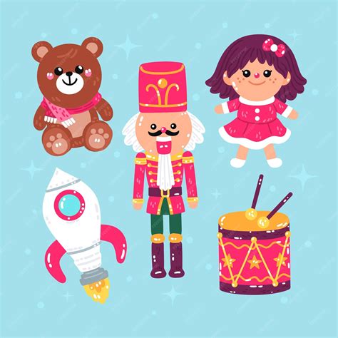 Premium Vector Hand Drawn Flat Christmas Toys Collection