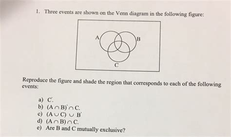 Solved Three Events Are Shown On The Venn Diagram In The