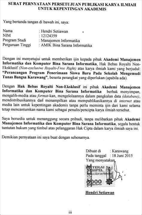 Contoh Surat Pernyataan Persetujuan Warga Surat Lamaran Kerja