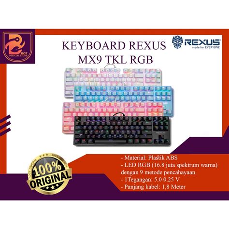 Jual Rexus Keyboard Gaming Mechanical Legionare MX9 TKL RGB Original