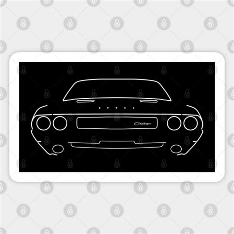 1970 Dodge Challenger classic car white outline graphic - Challenger ...