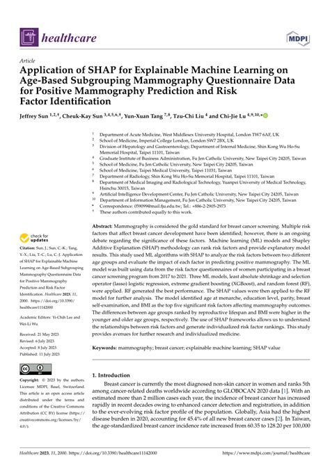 PDF Application Of SHAP For Explainable Machine Learning On Age Based