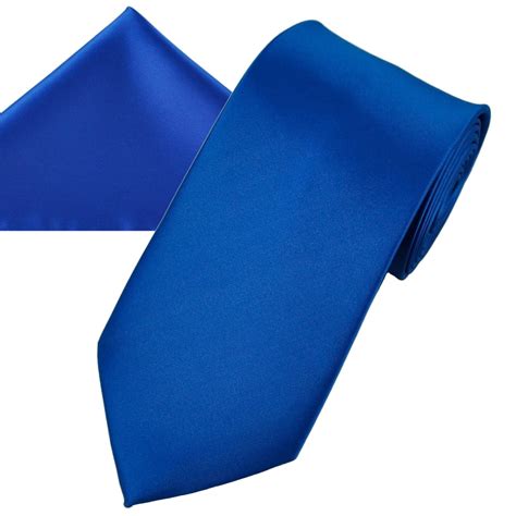 Plain Dark Royal Blue Men S Satin Tie Pocket Square Handkerchief Set