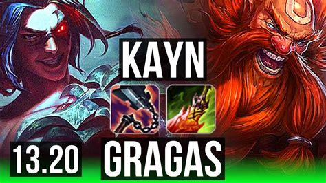 KAYN Vs GRAGAS JNG 4 1M Mastery 2400 Games 9 2 11 Godlike NA