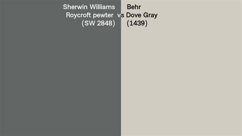 Sherwin Williams Roycroft Pewter Sw 2848 Vs Behr Dove Gray 1439