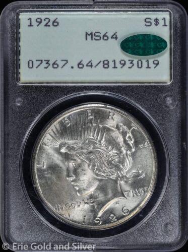 1926 P 1 Peace Silver Dollar PCGS MS 64 CAC Rattler Holder