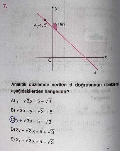 7 Y A 1 5 150° O D Beim Analitik Düzlemde Veril Geometri