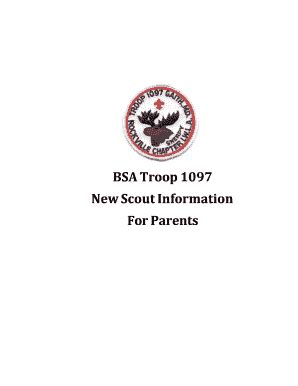 Fillable Online BSA Troop 1097 New Scout Information For Parents Boy