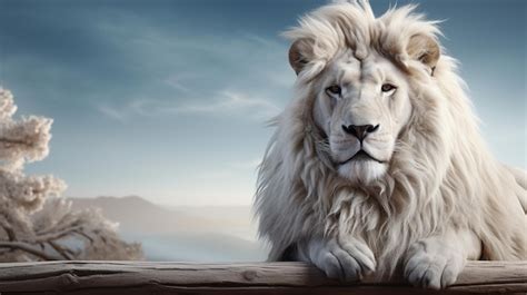 Premium Photo Portrait Of A Beautiful White Liongenerative Ai