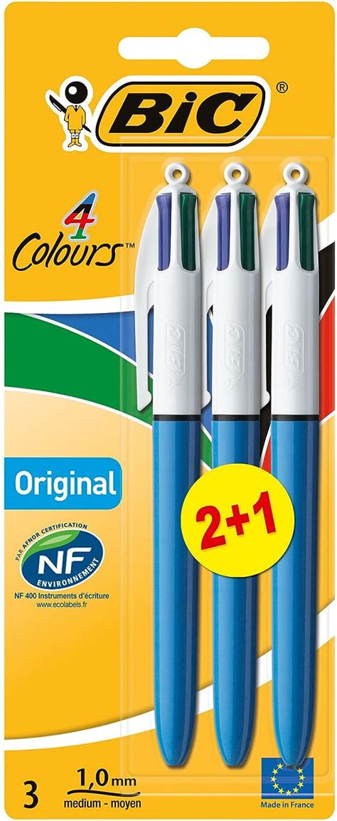 BIC 4 Colores Bolígrafos Retráctiles Original Colores Surtidos Punta